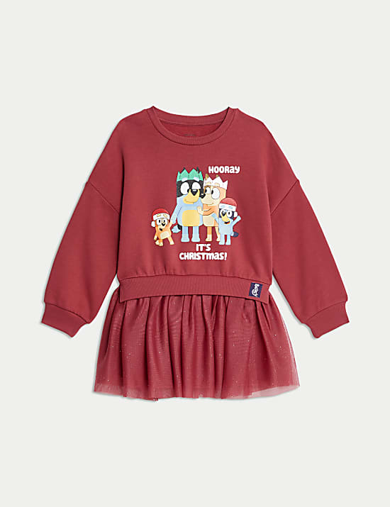 Sweatshirtkleid mit hohem Baumwollanteil und Bluey&trade;-Motiv (2&ndash;8 J.)