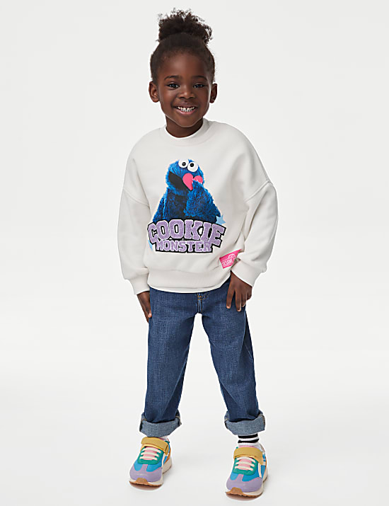 Katoenrijke sweater met Cookie Monster&trade;-print (2-8 jaar)