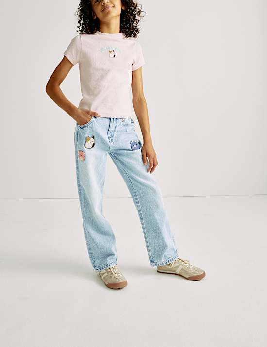 Jean en denim à taille élastique et motif Squishmallow™ (du 5 au 12 ans)