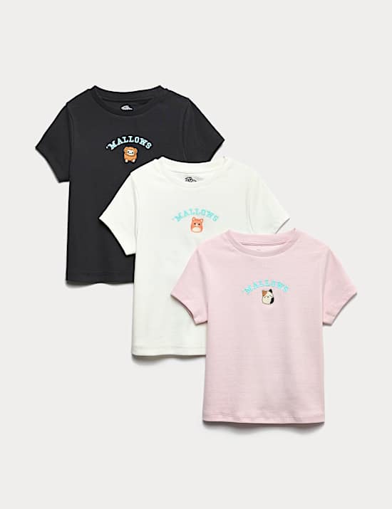 3 ks triček Squishmallows™ s vysokým obsahem bavlny (5-12 let)