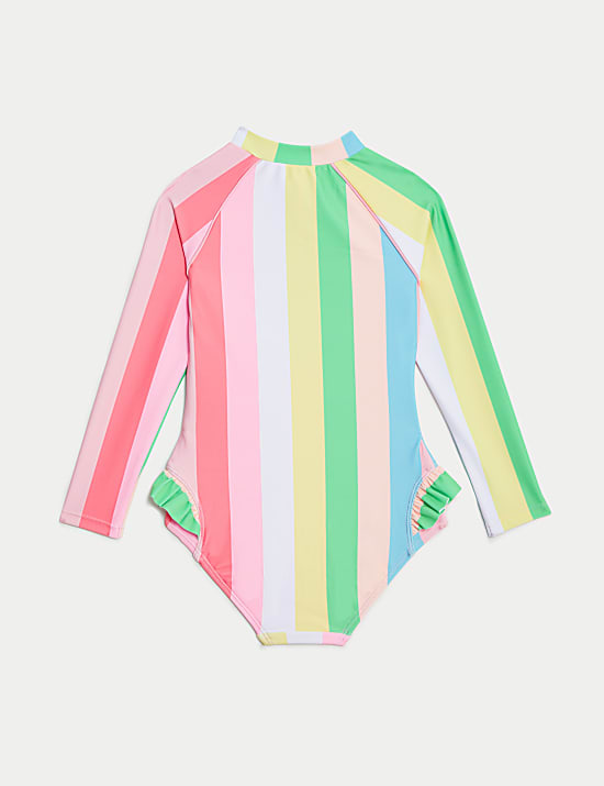 Printed Frill Long Sleeve Swimsuit (2-8 Yrs)