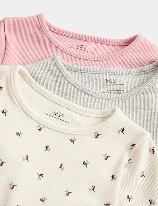 3pk Cotton Rich Floral Tops