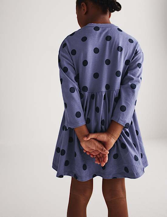 Pure Cotton Polka Dot Dress (2-8 Yrs)