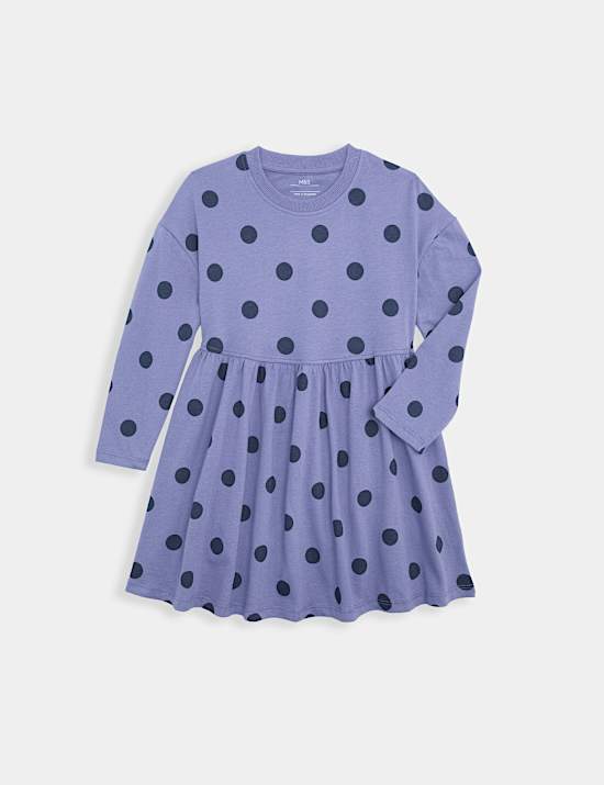 Pure Cotton Polka Dot Dress (2-8 Yrs)