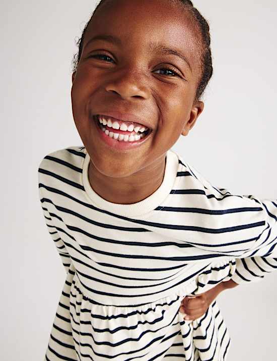 Pure Cotton Jersey Striped Dress (2-8 Yrs)