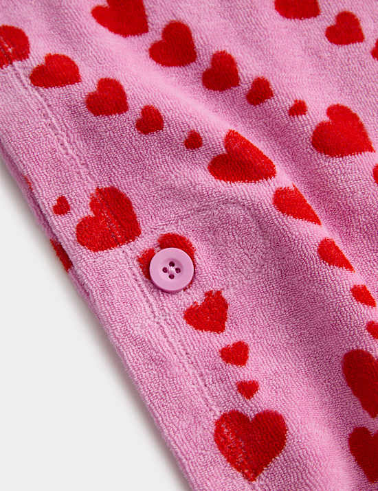 Poncho 100 % coton à imprimé cœurs (du 2 au 8 ans)