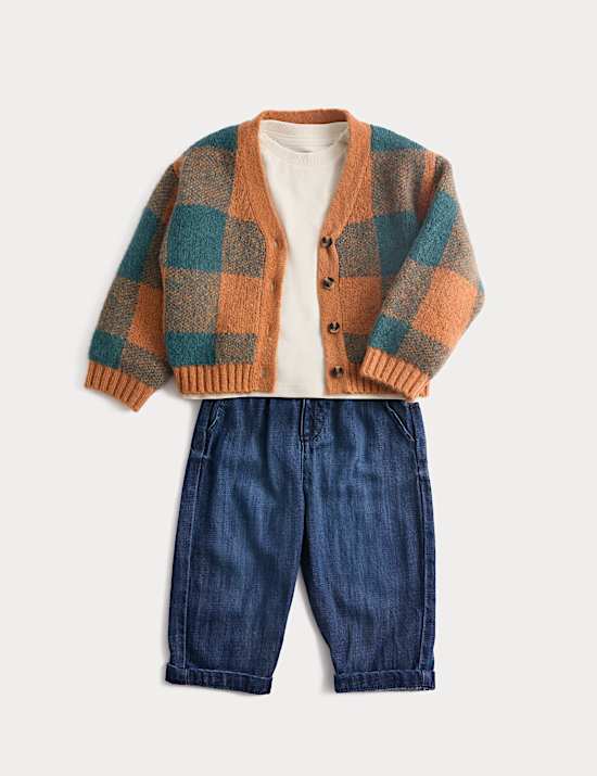 3pc Top & Bottom Outfit with Cardigan (0-3 Yrs)