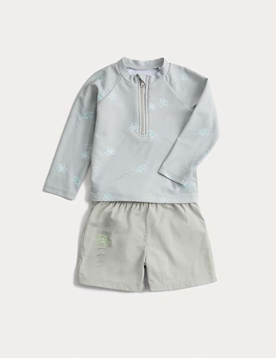 2pc Frog Rash Vest Swim Set (0-3 Yrs)