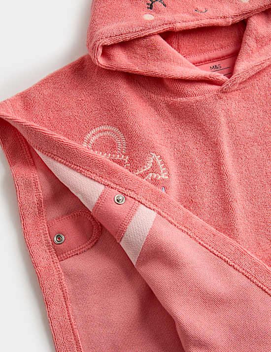 פונצ'ו מבד מגבת מכותנה טהורה (0-‏36 חודשים)