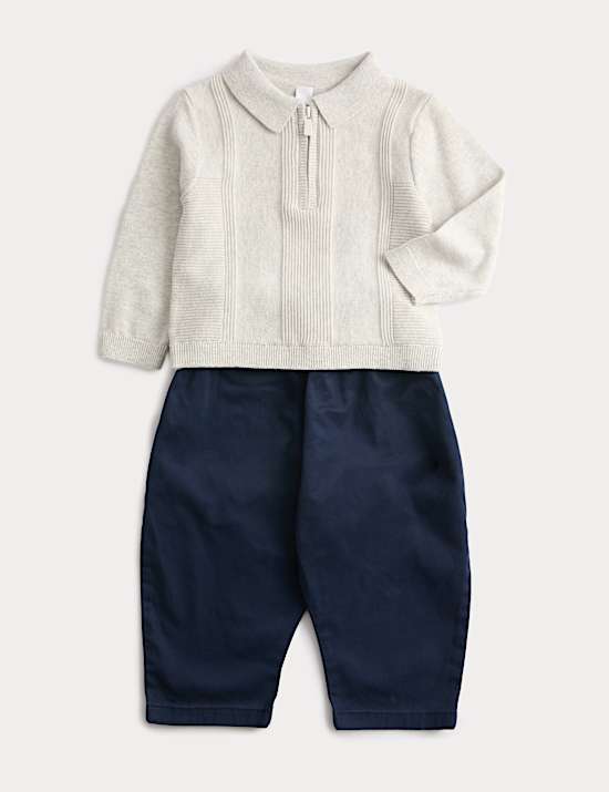 2 Piece Cotton Rich Half Zip Outfit (0-6 Years)