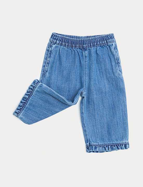 Cotton Rich Denim Frill Hem Jeans (0-3 Years)