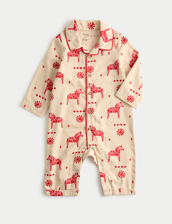 Puur katoenen rompertje met paardenprint (0-3 jaar)