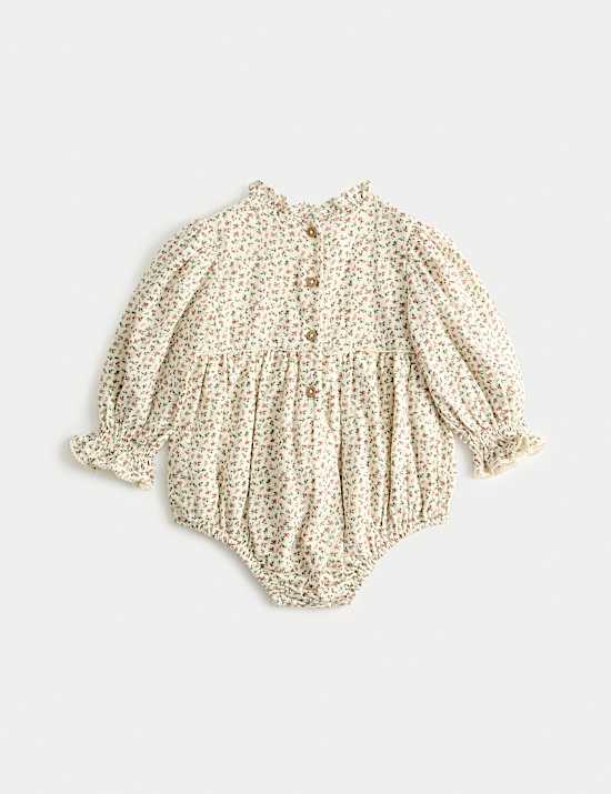 2-tlg. Set mit geblümtem Body und Tights (0–3 J.)