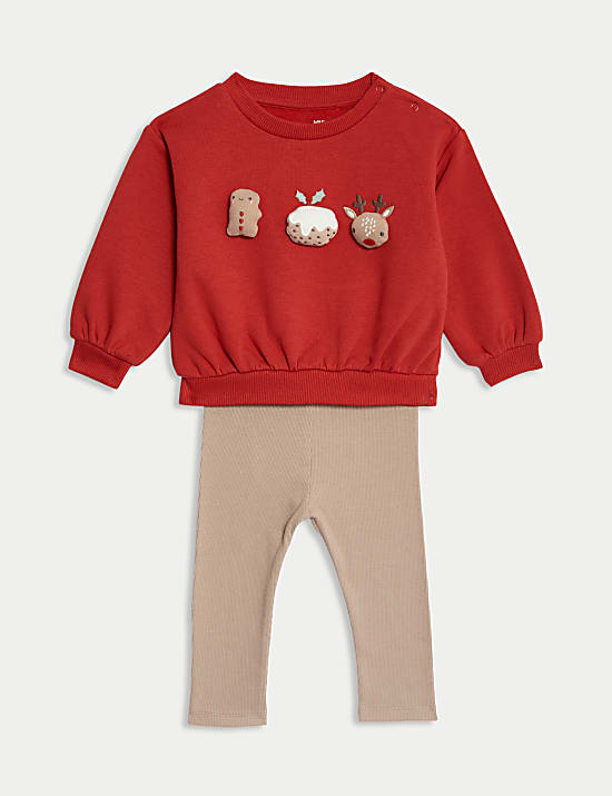 Εμπριμέ σύνολο φούτερ με υψηλή περιεκτικότητα σε βαμβάκι (0-3 ετών), σετ των 2