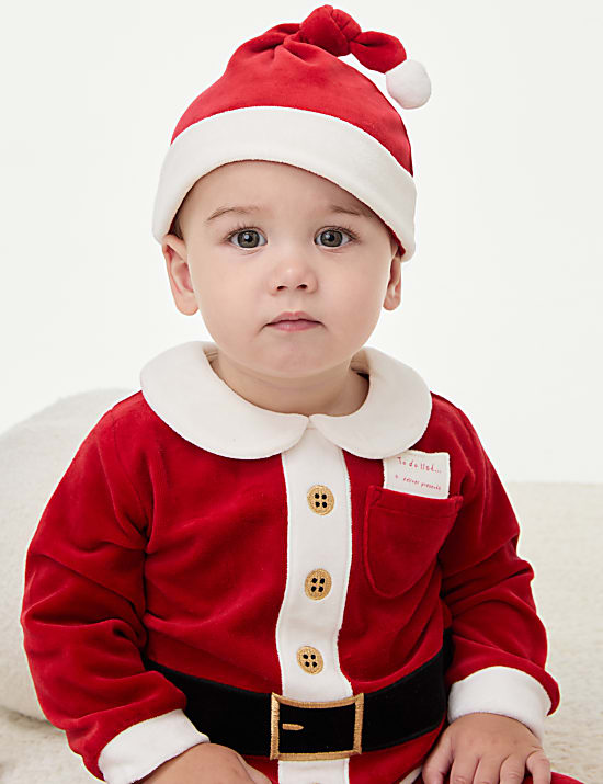 3pc Cotton Rich Christmas Santa Outfit (0-3 Yrs)
