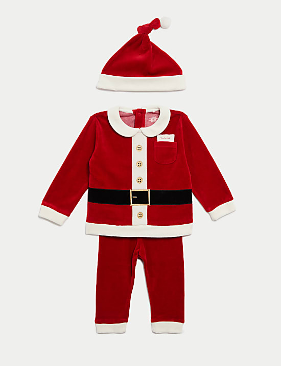3pc Cotton Rich Christmas Santa Outfit (0-3 Yrs)
