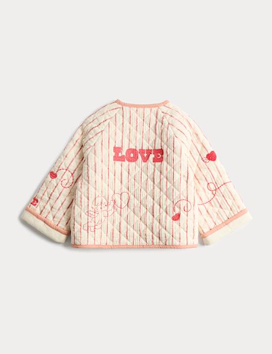 Pure Cotton Striped Quilted Jacket (0-3 Yrs)