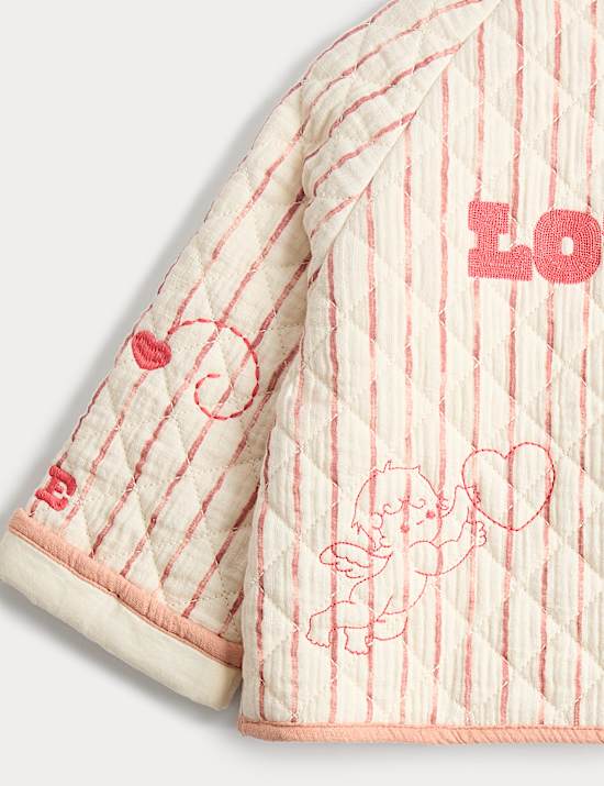 Pure Cotton Striped Quilted Jacket (0-3 Yrs)