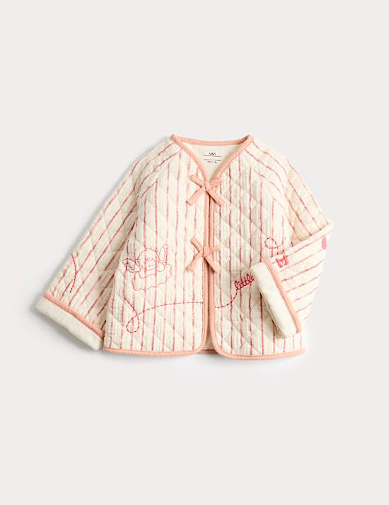 Pure Cotton Striped Quilted Jacket (0-3 Yrs)