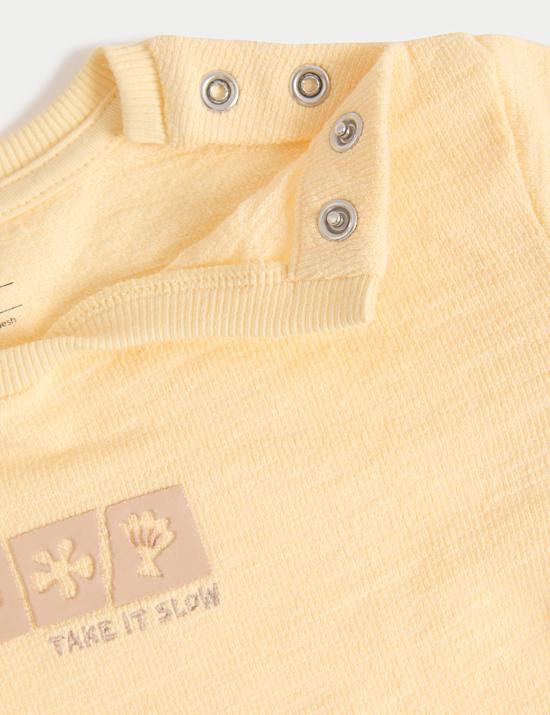 T-shirt με βολάν στα μανίκια από 100% βαμβάκι (0-3 ετών)