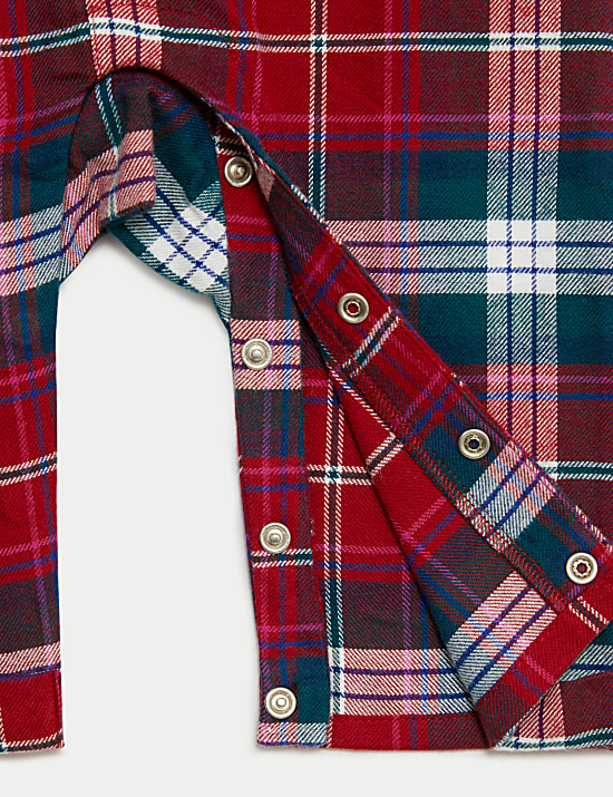 Pelele infantil familiar navideño de cuadros (0-3 años)