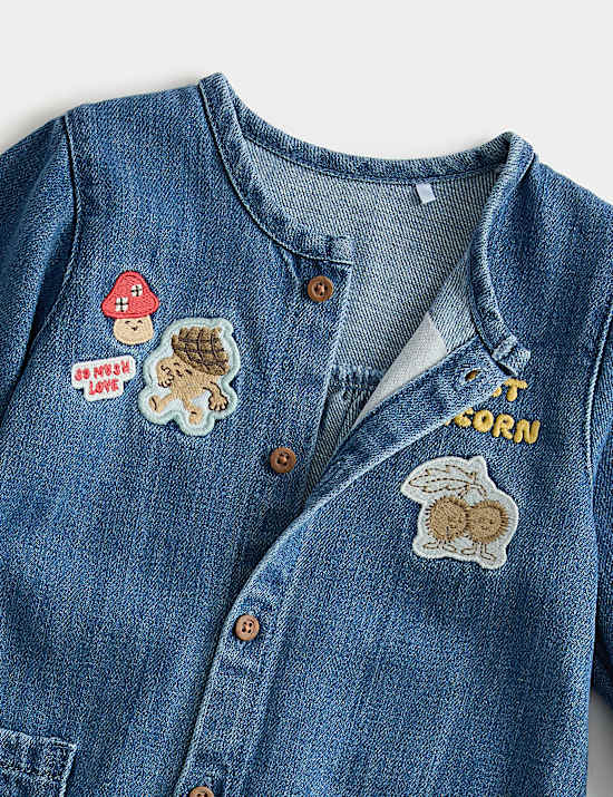 Combinaison en jean de coton et modal mélangés (jusqu’au 3 ans)