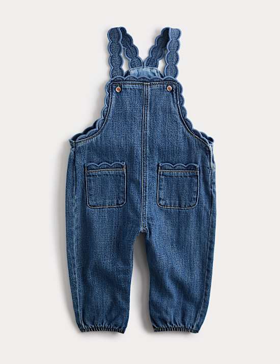 Denim Scalloped Dungarees (0 Months-3 Years)
