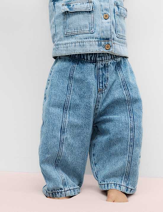 Pure Cotton Barrel Jeans (0-5 Yrs)