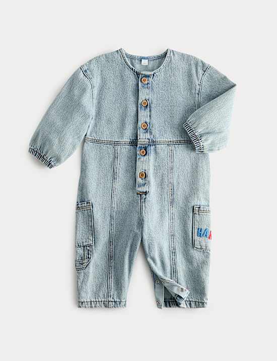 Denim overall van puur katoen (0-3 jaar)