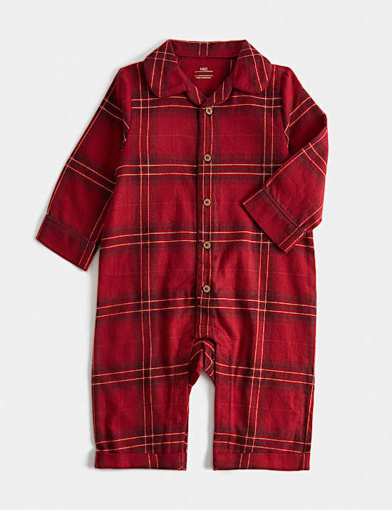 Pure Cotton Christmas Checked Romper