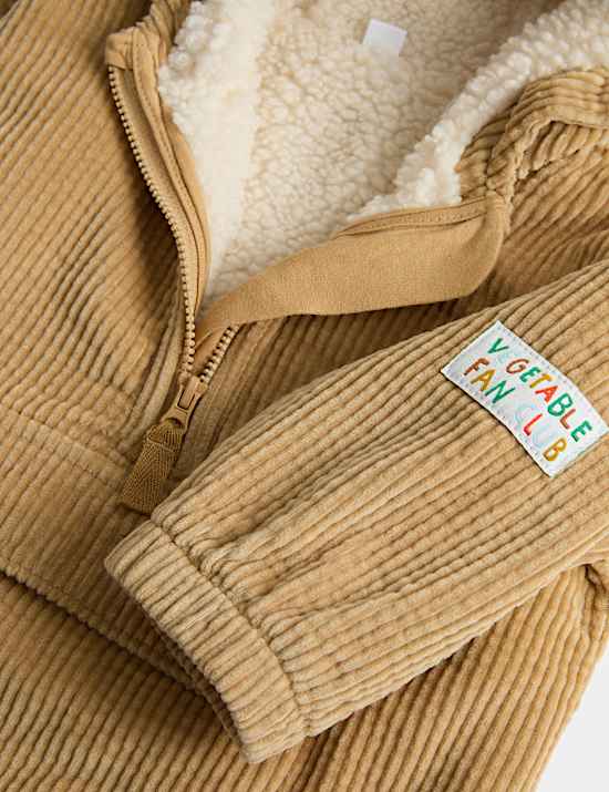 Cord Borg Lined Textured Half Zip Jacket (0-5 Yrs)