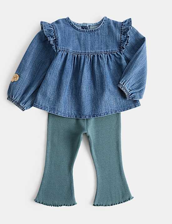 2 Piece Cotton Rich Blouse & Kickflare Leggings Outfit (0 Mths-5 Yrs)