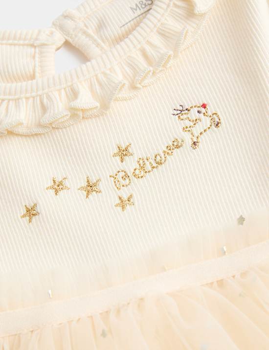 Lot de 2 pi&egrave;ces robe en coton avec serre-t&ecirc;te &agrave; motif &eacute;toiles (jusqu&rsquo;au 3 ans)