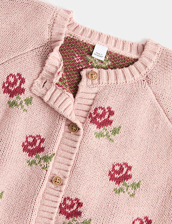 Cotton Rich Flower Cardigan (0-5 Yrs)