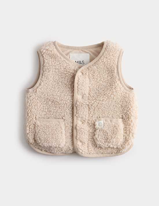 Borg Snap-Button Gilet (0-3 Yrs)