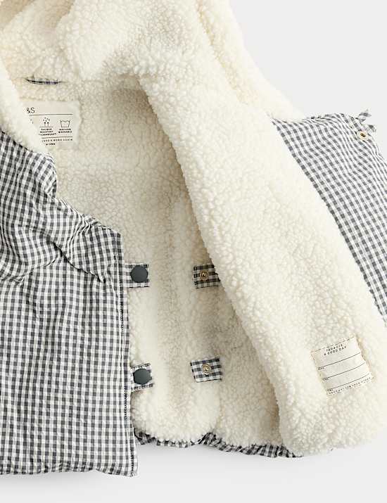 Kurtka średniej grubości w kratkę gingham z kokardką (0&ndash;5 lat)