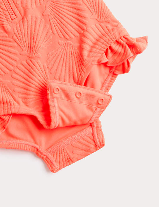 Long Sleeve Frill Textured Swimsuit (0-5 Yrs)