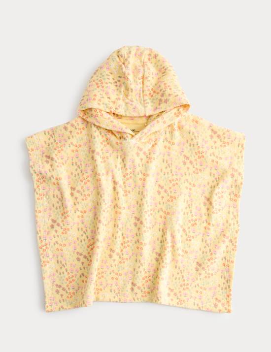 Pure Cotton Ditsy Floral Towel Poncho (0-3 Yrs)