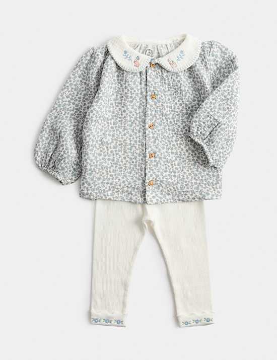 Pure Cotton Peter Rabbit&trade; Floral Outfit (1-3 Yrs)