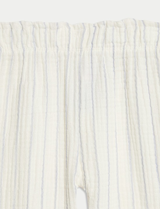 Pure Cotton Striped Floral Outfit (0-6 Yrs)