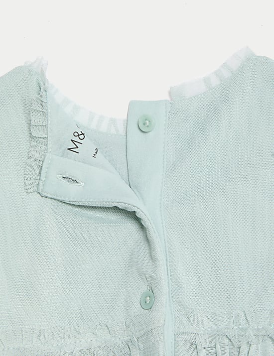 Gaun Tulle Bordir Motif Bunga Tulle (0-36 Bln)