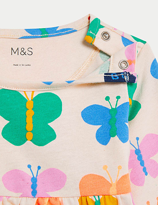 Pure Cotton Butterfly Print Dress (0-3 Yrs)