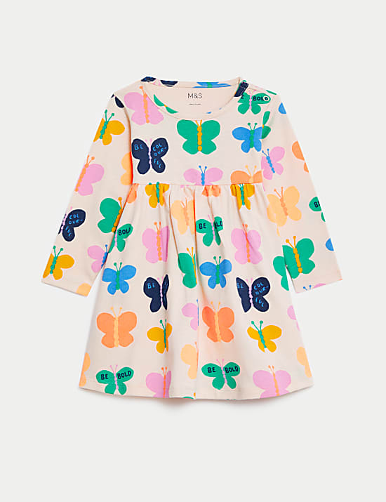 Pure Cotton Butterfly Print Dress (0-3 Yrs)