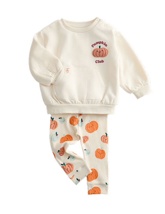 Ensemble en coton à motif petites citrouilles Halloween (jusqu’au 3 ans)