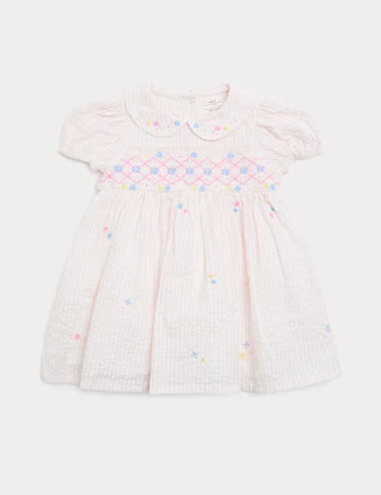 Pure Cotton Smock Dress with Knickers (0-3 Years)