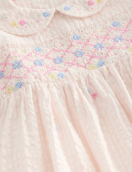 Robe smock&eacute;e et culotte 100 % coton (jusqu&rsquo;au 3 ans)