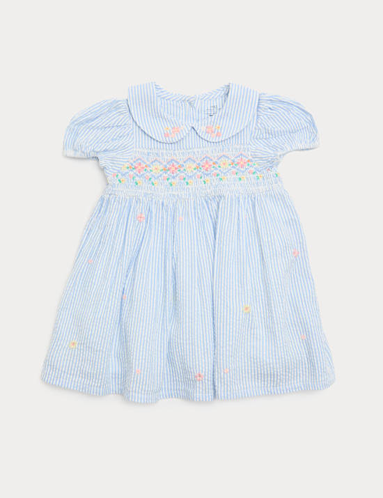 Robe smock&eacute;e et culotte 100 % coton (jusqu&rsquo;au 3 ans)