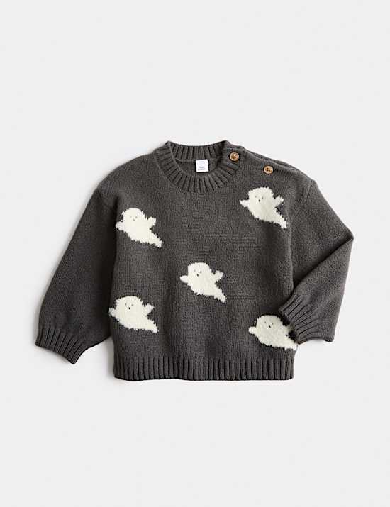 Pull en maille de coton &agrave; motif fant&ocirc;me d&rsquo;Halloween (jusqu&rsquo;au 5 ans)
