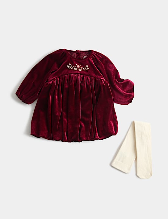 Puff Sleeve Velvet Dress (0-5 Yrs)