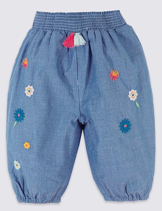 Pure Cotton Chambray Trousers